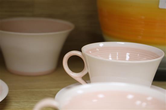 A Shelley fourteen piece coffee service (lacking one cup), pattern W12487 and a Shelley vase